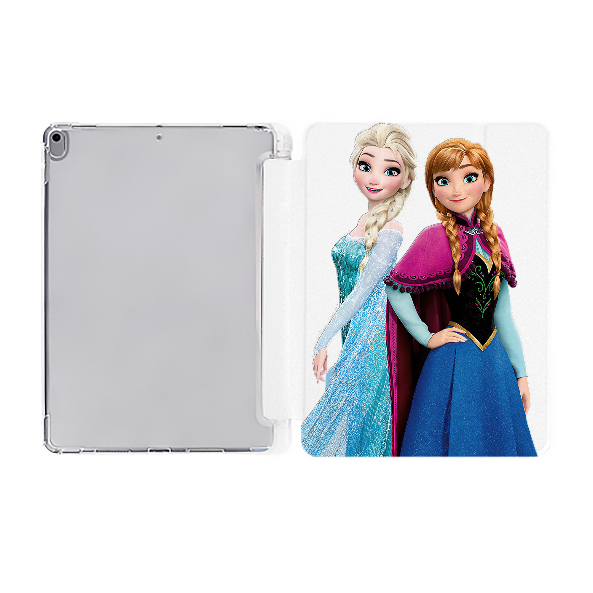 （画像用） アナと雪の女王 アンナ エルサ Frozen Anna Elsa IPad ケース ペン収納付き 三つ折りスタンド PUレザー×シリコン 対応機種9.5/10.5/10.9インチ